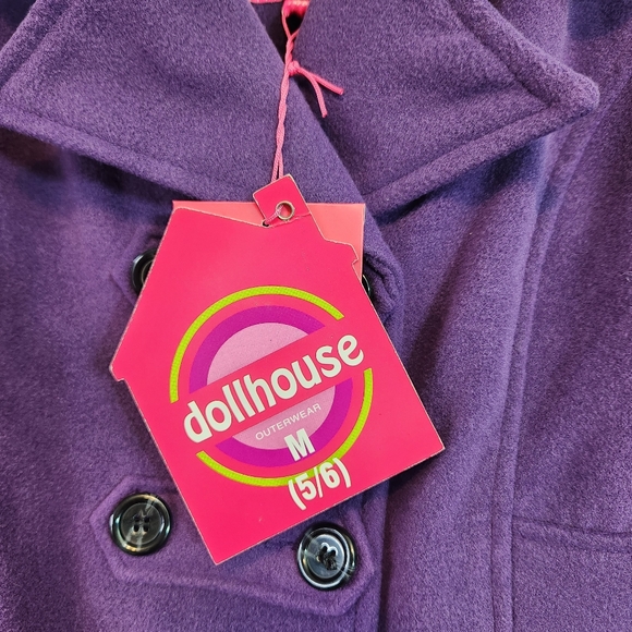 Girls Purple Coat Dressy Ruffled Button Down Collared Coat Size M 5/6 NWT - Picture 3 of 12